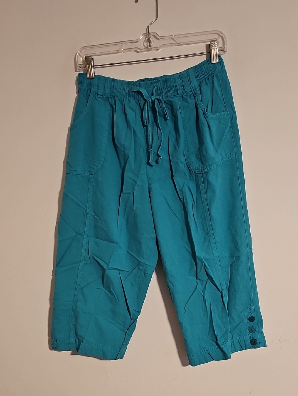 Karen Scott Teal Crop Drawstring Joggers